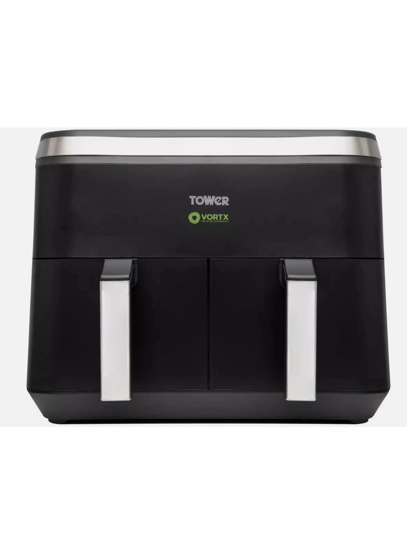 تاور لاية هوائية تاور فورتكس فيجن سعة 8 لتر بسلتين مزدوجتين – تحكم رقمي ذكي – طهي صحي بدون زيت – أسود - Image 2